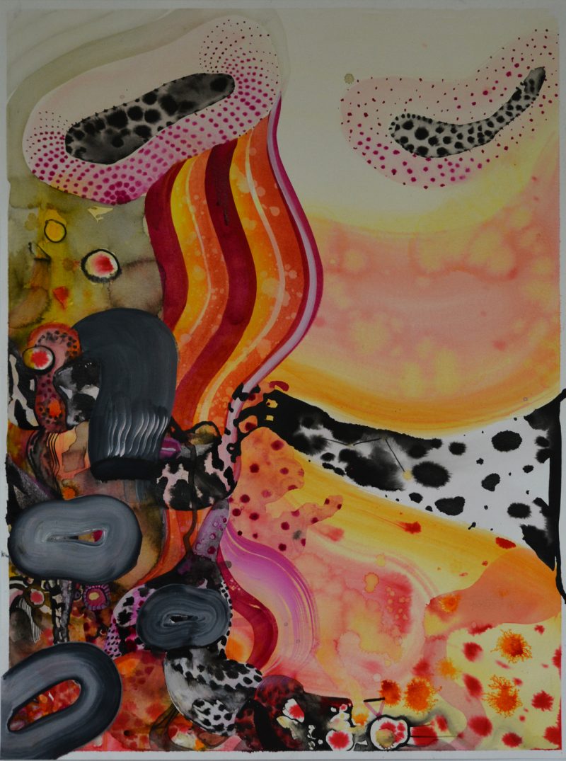 Alexis Boyle (Gatineau, Canada), Sun in Taurus 2015, Acrylic and ink on paper, 21 x 27 inches, $700 framed

