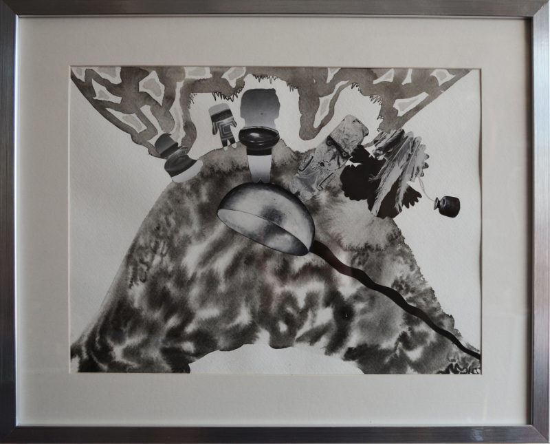 Alexis Boyle (Gatineau, Canada), Underworld 2015, Ink and collage on paper, 16.75 x 20 inches. $400 framed
