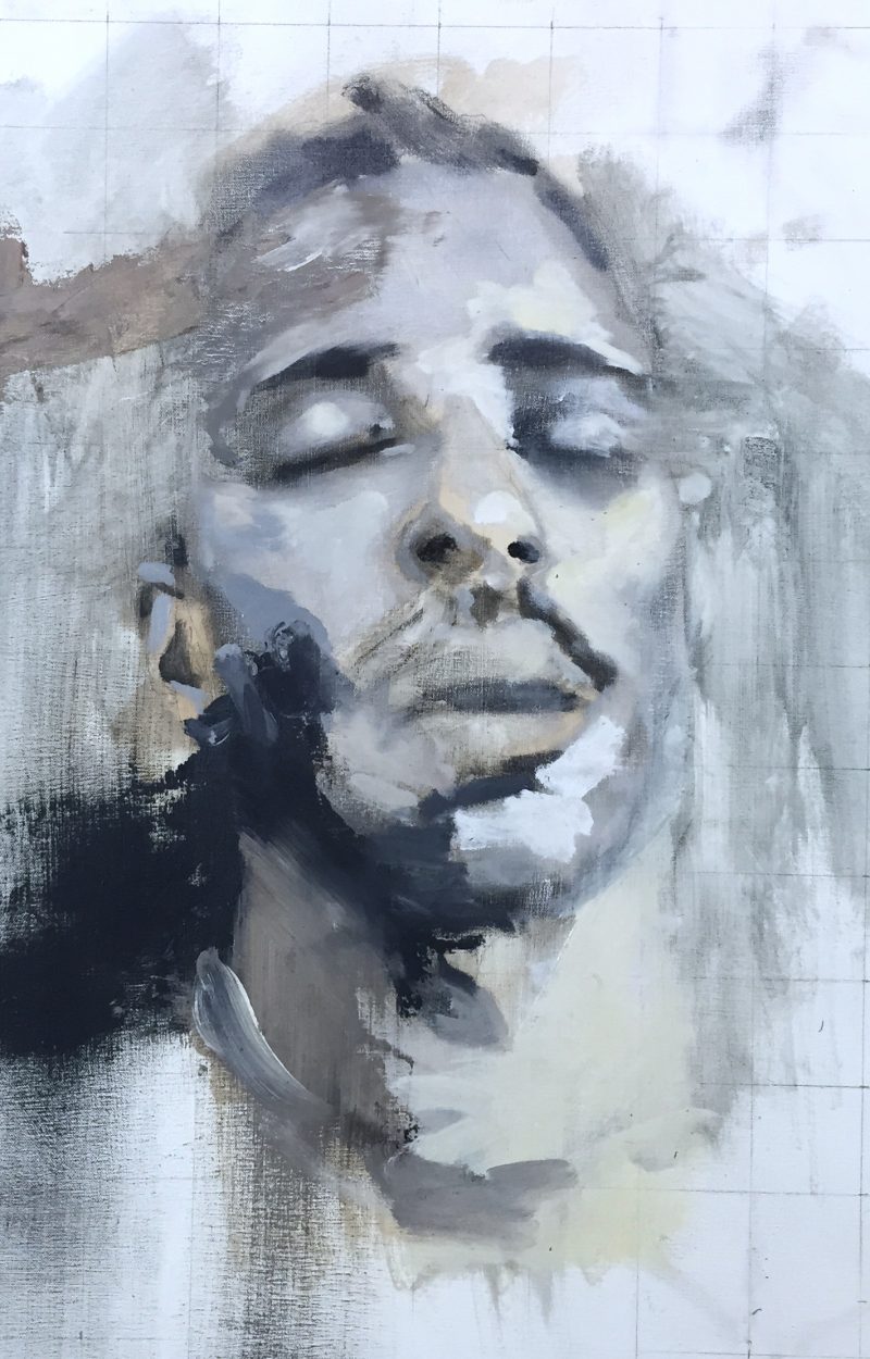 Andrew Moncrief (Salt Lake City, USA), Inside my Head, Study #2, Oil on Canvas, 16 x 25 inches, 2015, $600. SOLD.