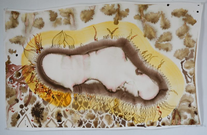 Alexis Boyle (Gatineau, Canada), Fetal Geode, 2015 
Ink on paper, 36 X 24 inches. $600 framed 
