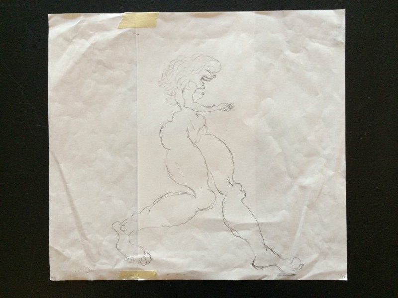 Dave Cooper, Drawing, Pencil on Paper (two sheets of paper taped together), 12 x 11 inches, Signed lower right front, $125 Framed