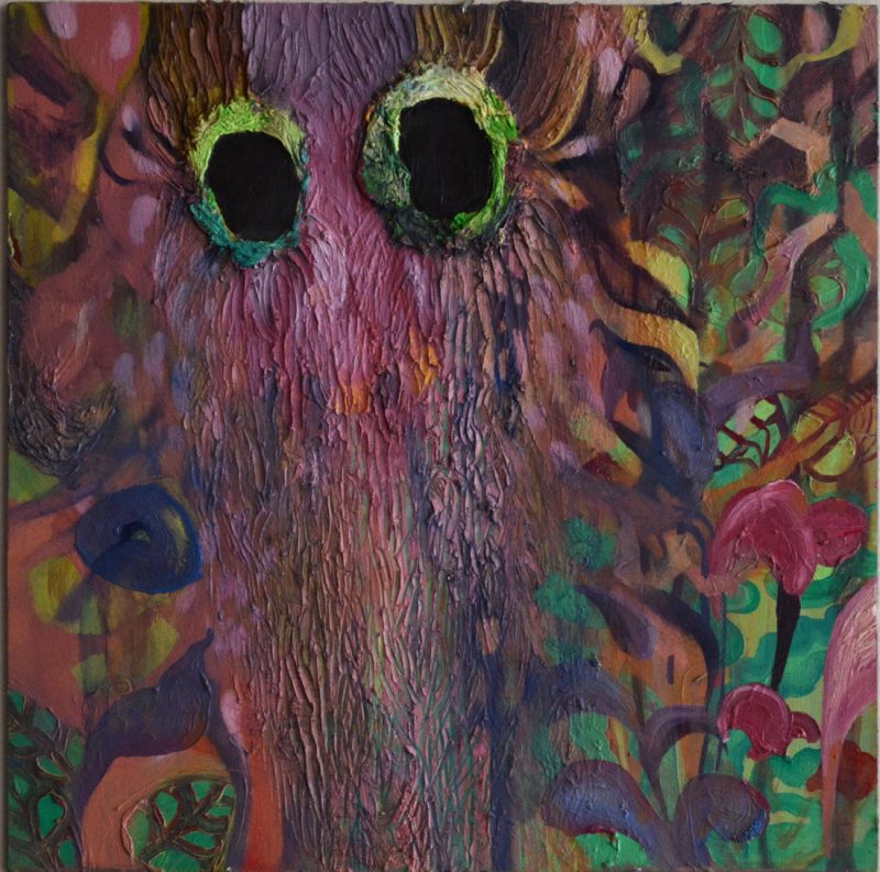 Alexis Boyle (Toronto, Canada), Witches Beard, 2014, Oil on linoleum, 12 x 12 inches, $450