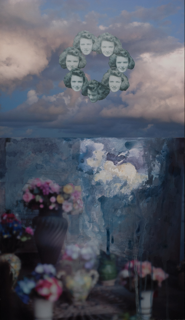 Meaghan Haughian, Annual firmament (forget-me-not), 2014, mixed media and collage on photographs, 21 x 12 inches, $685 framed  