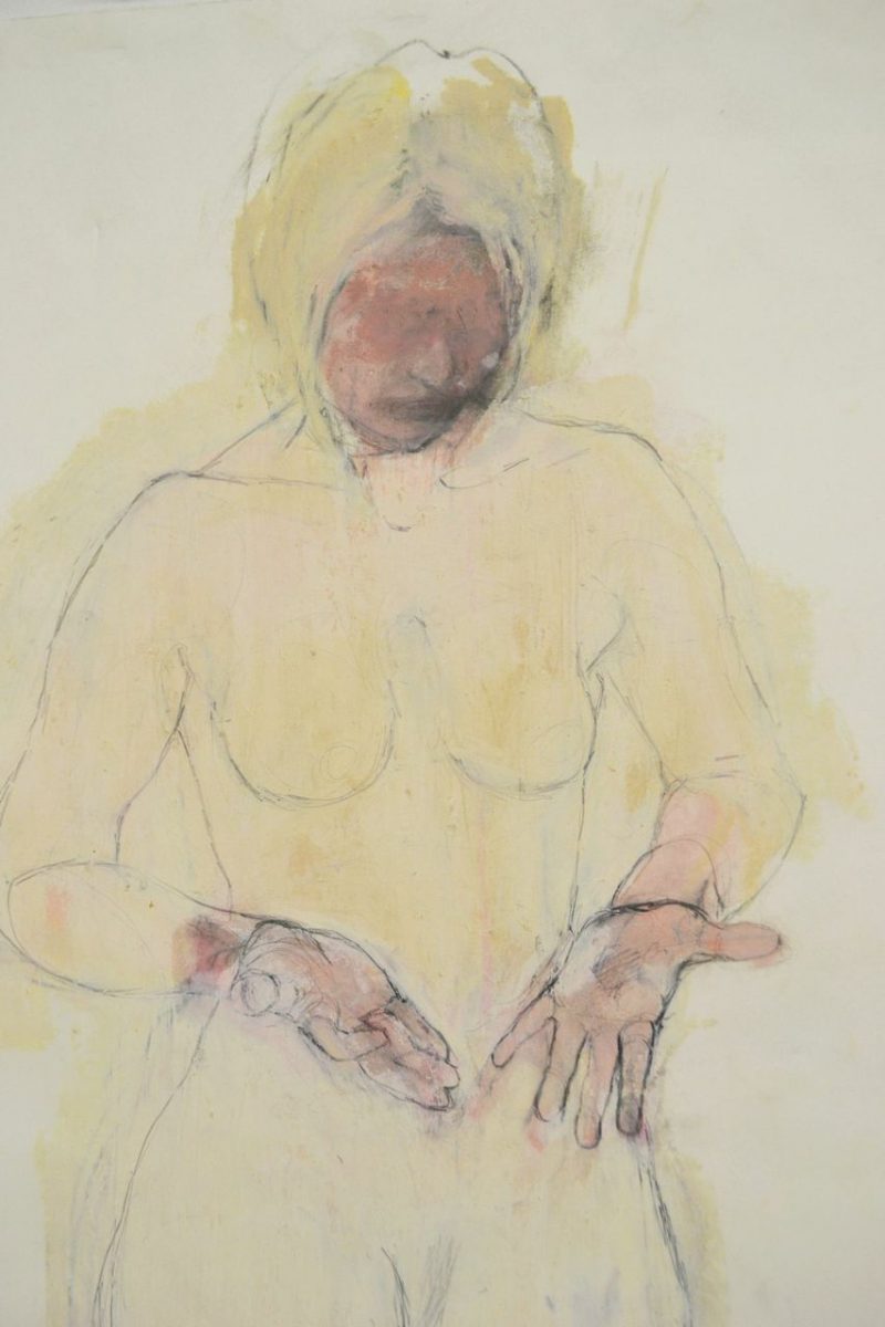 (Detail), Dirty Hands (2003), Oil Stick and Charcoal on Paper, 42 x 28 inches, $600