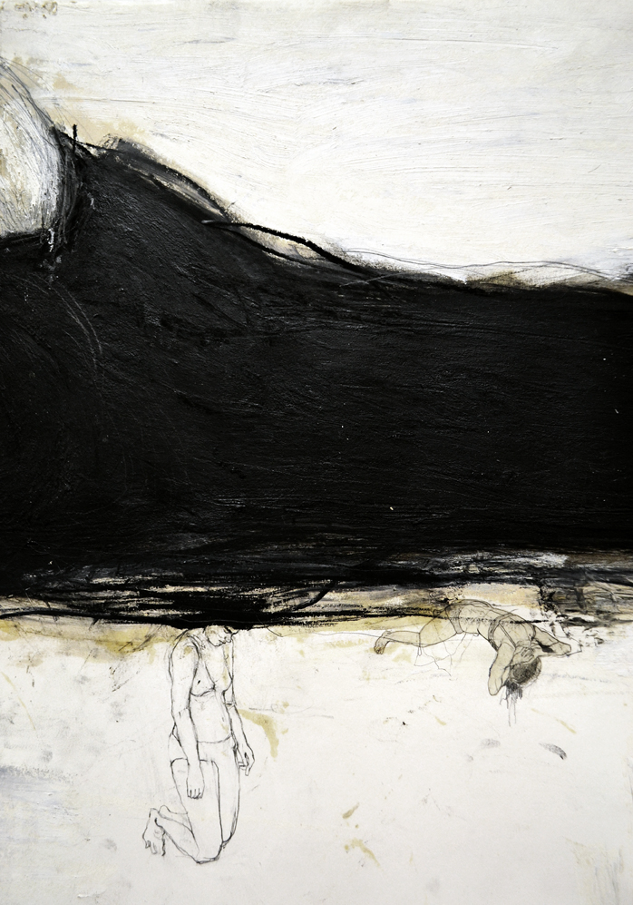 Dreading Awake, 2014, 19 x 13.5 inches, oil stick, pencil on paper, $450