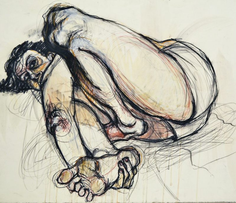 Beaten Pixie (2001), Charcoal, Acrylic, Conte + Pencil on Paper, 29.5 x 38 inches, $550