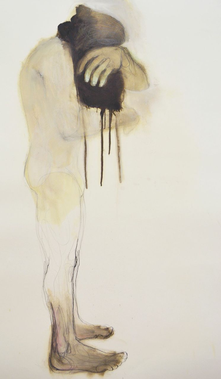 He (2014), Oil Stick, Acrylic + Pencil on Paper, 43 x 27 inches, $600