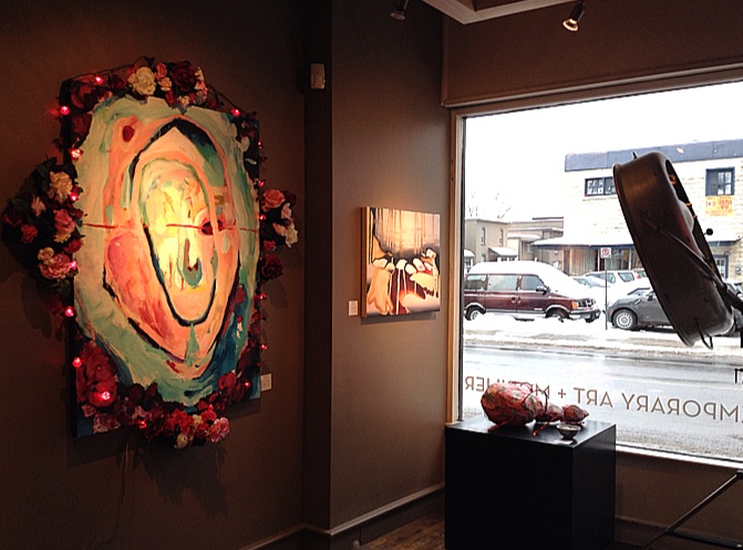 Gaze: A Female Perspective, Group Exhibition Curated by Olivia Johnston L-R: Painting by Meredith Jay $750, Painting by Gillian King $800, Sculpture by Kim Edgar $185