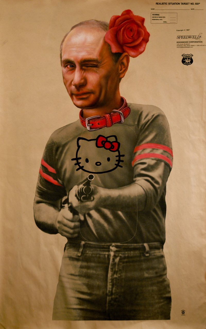 Putin, by Peter Shmelzer. 35 x 22 inches, Oil on paper shooting range poster, 2014. SOLD.