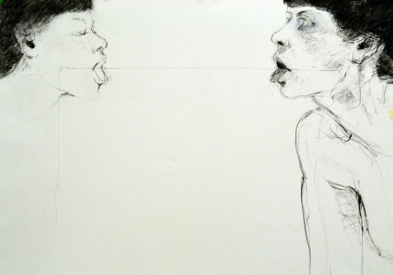 Speaking (2013), Charcoal on Paper, 21 x 30 inches, $400 