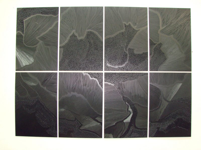 Ernesto Alva, Wound, 2014, Polyptych. Eight plates of PCV hand engraved. 60 x 40 cm @ 8, $300 per panel