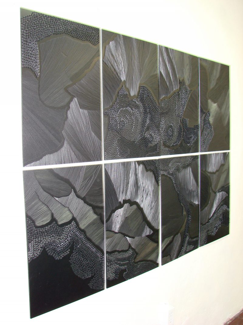 Ernesto Alva, Wound, 2014, Polyptych. Eight plates of PCV hand engraved. 60 x 40 cm @ 8, $300 per panel