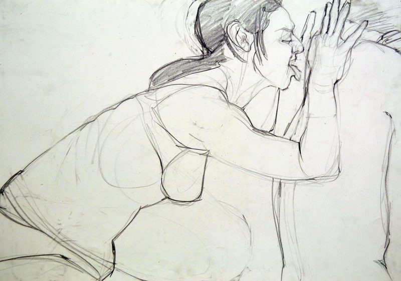 Licker (2005), Charcoal and Pencil on Paper, 24.5 x 35.5 inches, $350