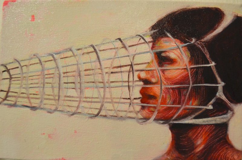 Aleks Bartosik (Toronto, Canada), Chromophobia (2013), Acrylic and oil on canvas, 12.25 x 8 inches
