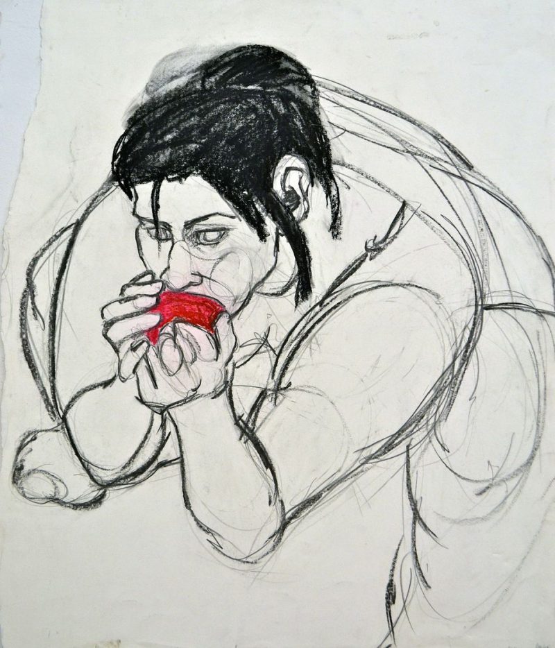 Eating (2005), Original Drawings from Animation,  Charcoal + Pencil on Paper, 27 x 24 inches, $350
