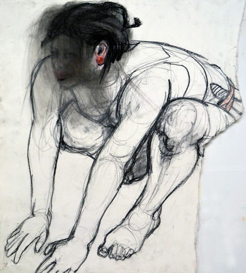 Hunting (2005), Original Drawings from Animation, Charcoal + Pencil on Paper, 29 x 25 inches, $350