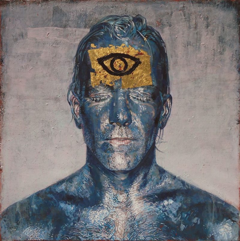 Cyclops, 2013, 24 x 24 inches, Acrylic & Gold-leaf on Panel, $4000