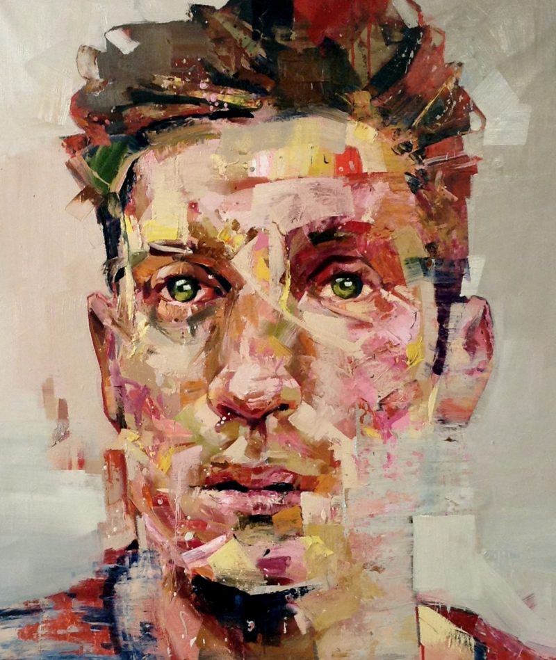 Metonym (Tom), 120 x 105cm, oil on canvas with spray paint, 2013, SOLD