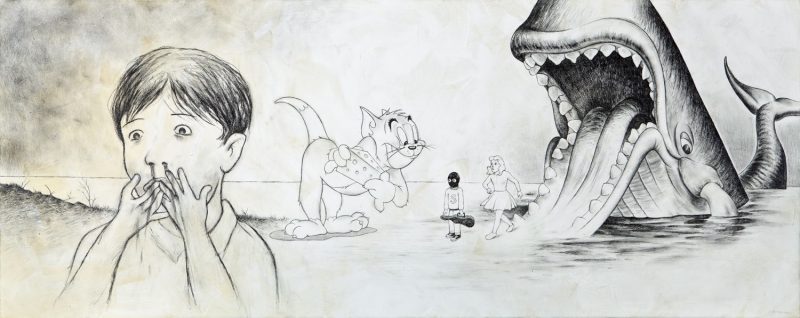 Promised Lands, Pencil on Canvas, 60 x 24 inches, 2013, $700.