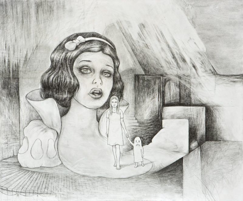 Winter Lady, Pencil on Canvas, 36 x 30 inches, 2013, $550.