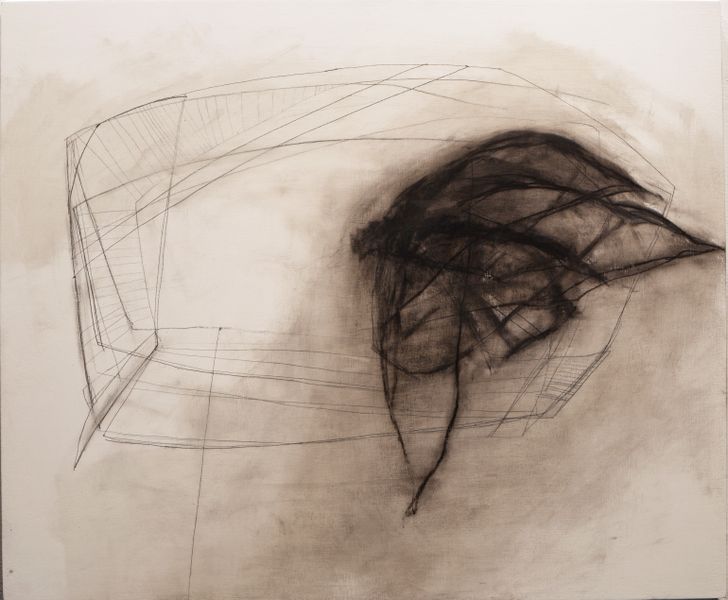 Shifting Wing, 2012, Oil stick, graphite and charcoal on board, 20 x 24, $630