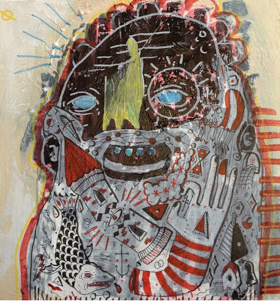 Trouble Within, 2012, Mixed Media on Board, 30 X 30 cm