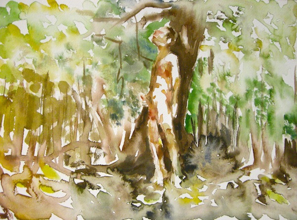 Woody, Watercolor on Paper, 9 x 12 inches, 2010, $300