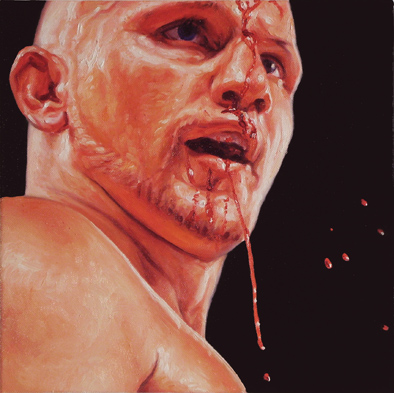 Matthew Stradling, Boxer 10, Oil on Canvas, 12 x 12 inches, 2010, Collection of La Petite Mort Gallery.