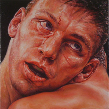 Matthew Stradling (London, England). 'Boxer 3', Oil on Canvas, 12 x 12 inches, 2010, Private Collection, New York, USA.