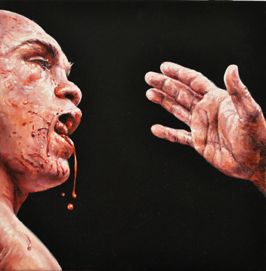 Matthew Stradling (London, England). 'Boxer 12', Oil on Canvas, 12 x 12 inches, 2011, USD$1200
