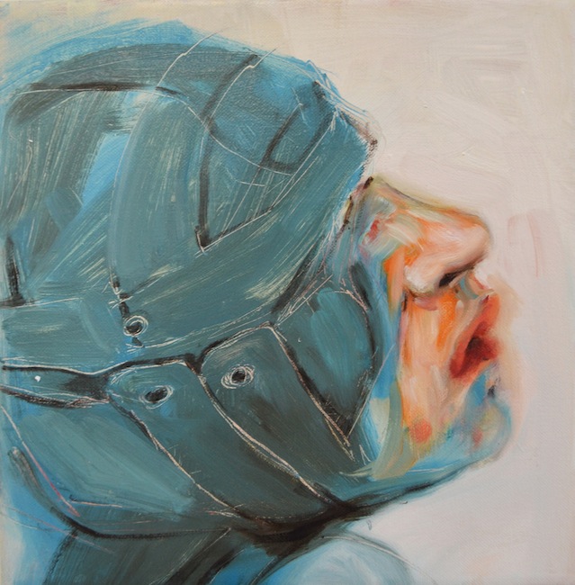 Blue Leather Face, Oil on Canvas, 12 x 12 inches, SOLD