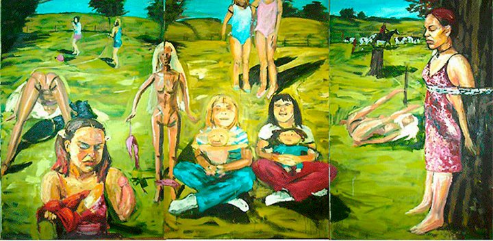 What Little Girls Are Made Of, Triptych, Oil on Canvas, 72 x 48 inches each, 2001, $1100 each