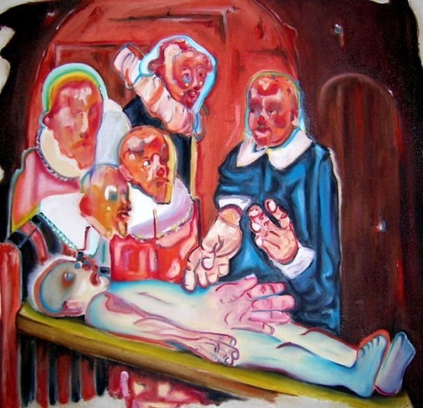 Anatomy Class, Oil on Canvas, 40 x 40 inches, 2007, Collection of La Petite Mort Gallery. US$12,500.