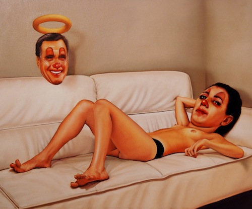 Peter Shmelzer, Clowns, Exquisite Corpse Series, Oil on Canvas, 20 x 24 inches, 2013, $850