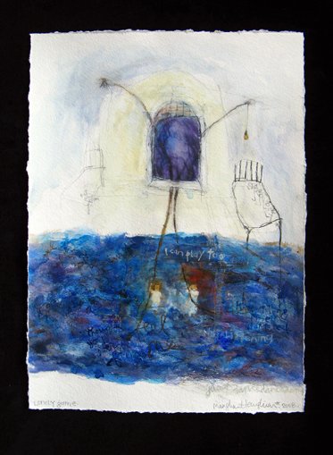 Lonely game, mixed media on paper, 14.5 x 10.5 inches, 2008, SOLD.