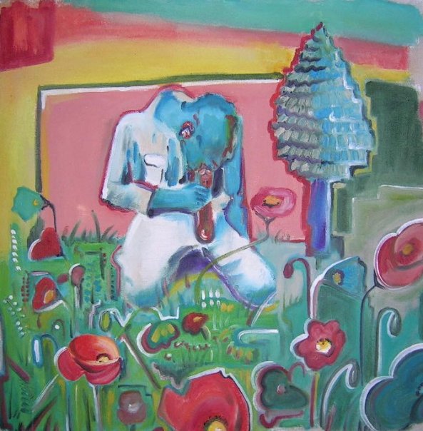 Boy with Poppies, Oil on Canvas, 20 x 20 inches, 2007, Private Collection