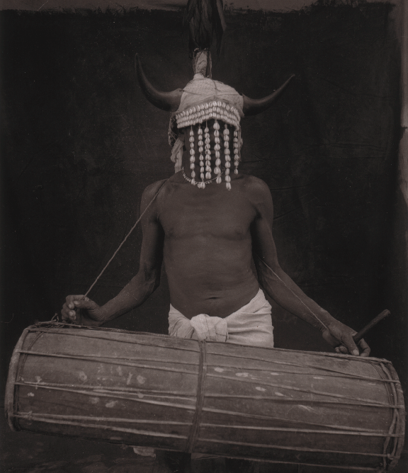 Maria Bison Horn, Adivasi Tribal Series, 2001, Toned, Mat Silverprint Photographs, 13 x 15 in, Edition of 10, (for reference only / not for sale)