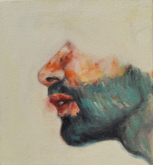 Aleks Bartosik (Toronto, Canada), Blue Beard, Oil on Canvas, 8.5 x 9 inches / 22 x 23 cm