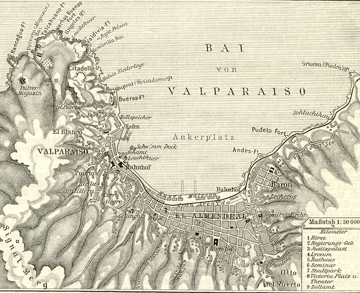Map of Valparaiso, Chile.