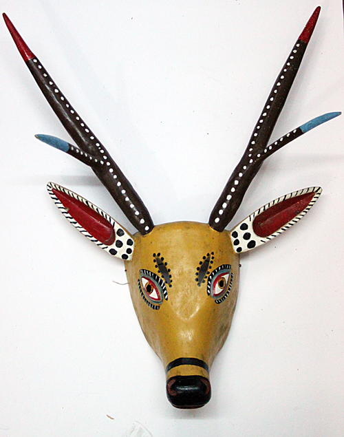 Carnaval / Carnival, Deer, Carpinteros, Hidalgo, Polychrome carved wood, Circa 1990, 65 cm long x 50 cm wide