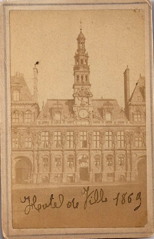 Antique /Authentic Photograph, Paris, France, 'Hotel de Ville, 1869' (written by hand on front of image), 2.5 x 4 inches, Rare, Printed on thick photo stock, $35.