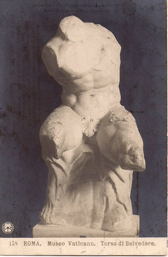 Anonymous, Vintage Italian Postcard, The Belvedere Torso,  Vatican Museum, Rome. 5.25 x 3 inches. SOLD