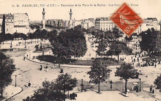Panorama de la Place de la Nation, Paris, Vintage Postcard, Approx 3.5 x 5.5 inches, 1950's. $15 