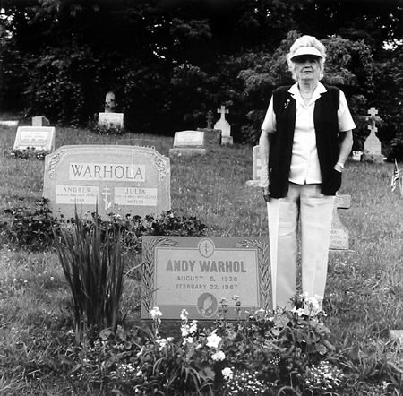 Victor Carnuccio (New York), Sue Brown at Andy Warhol's Grave, Bethal Park Pa, 1992, Silver gelatin print. Edition of 10, Studio stamp by artist on verso, 5 X 7 inches, $150. 