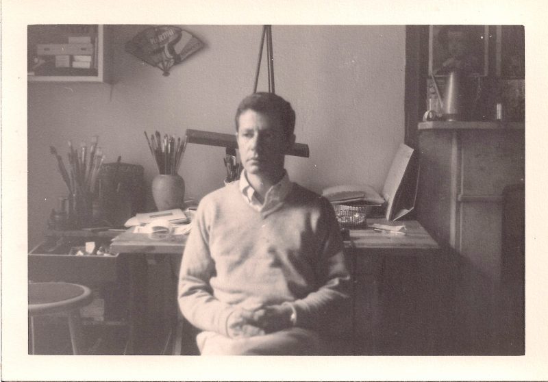 Photograph of American Artist Alvin Ross (1920 - 1975). Dated 1958 on verso in pencil. Measures 3.5 x 5 inches. 