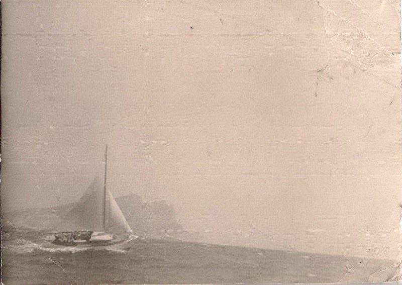 Vintage Silver Gelatin Photograph, 'Sailboat', Approx. 1940's. Acquired in Morocco. 3 x 4 inches. Printed on 8x10 inches mat paper. SOLD.