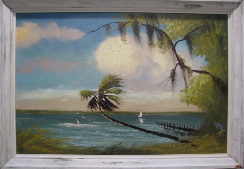 Alfred Hair (1941-1970), Indian River Sail, (Featured in the Movie 'Hoot'), Oil On Upson Board, 61x92cm (Image), 71x102cm, (Framed), 1966, Signed.