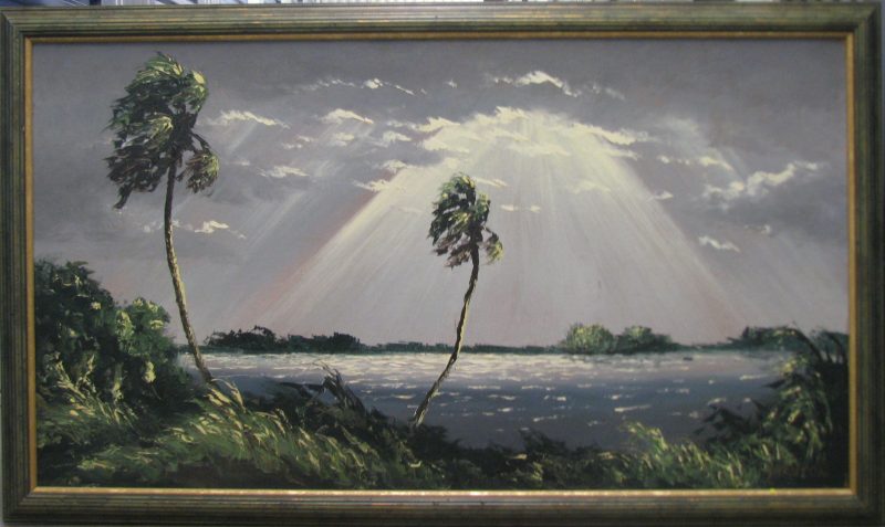 Harold Newton, (1934-1994), Rays From on High, Oil on Masonite, 61x112cm, (Image), 71x122cm (Framed), 1967, Signed.