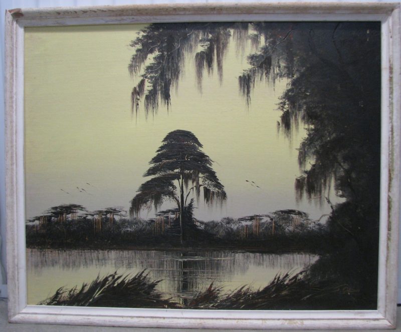 James Gibson (Born 1938), Monochrome Savanah, Oil on Upson Board, 76x92cm (Image), 85x101cm (Framed) 1968, Signed.