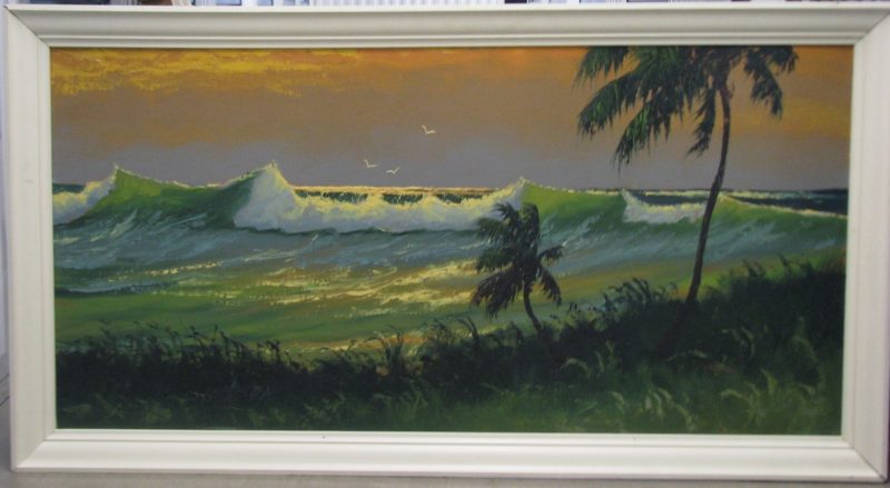 Sam Newton (Born 1948), Sunrise Surf, Oil on Upson Board, 61x122cm (Image), 72x133cm (Framed), 1969, Signed.